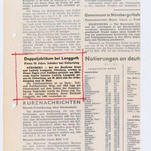 Zeitungsmitteilung zum Jubiläum 50 Jahre Baufirma Ernst und Ludwig Langguth
