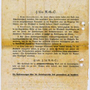 Anmeldeschein 1920 Rückseite